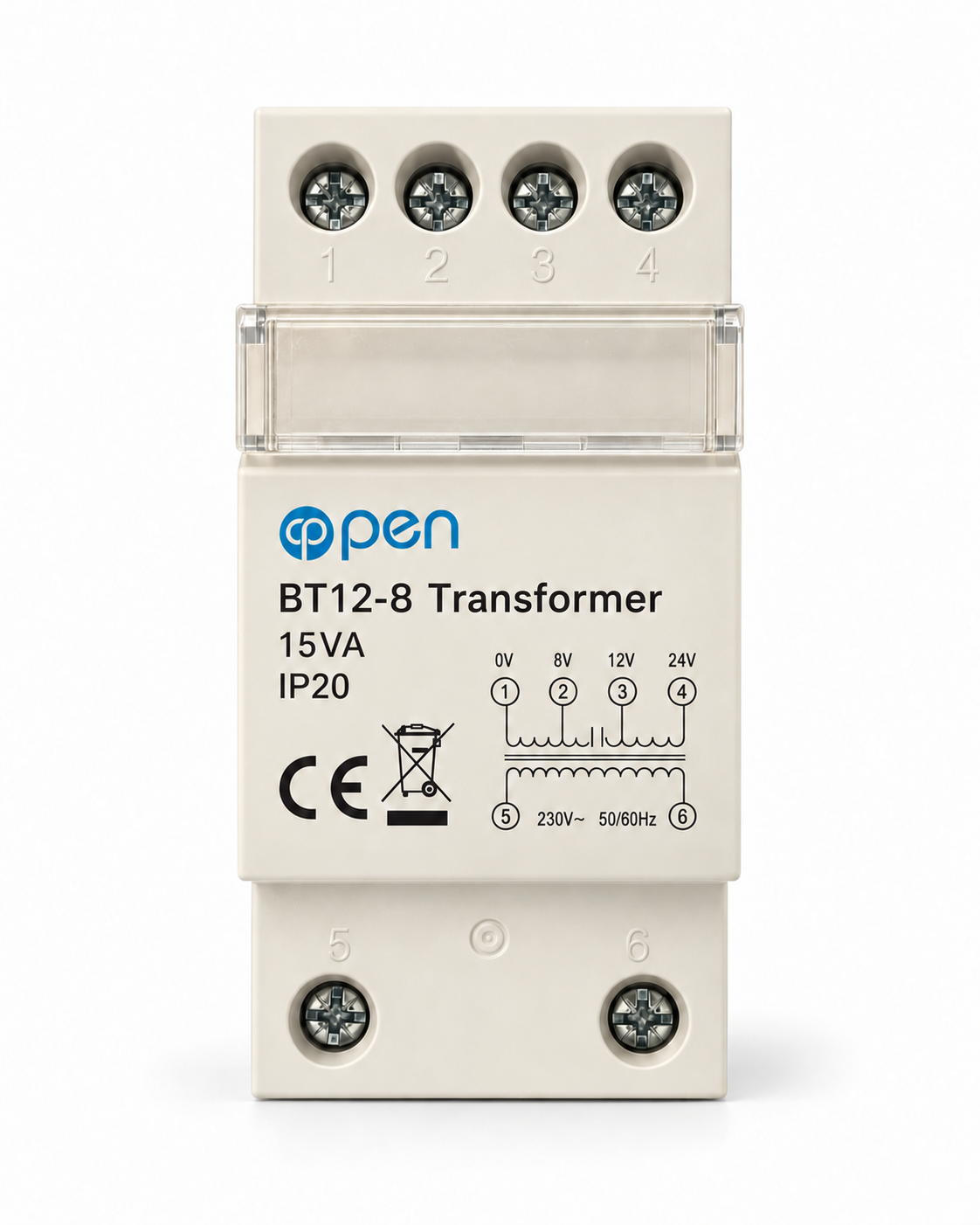 8-24V/15VA AC/AC Transformator DIN-rail