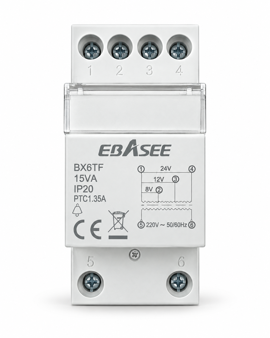8-24V/15VA AC/AC Transformator DIN-rail